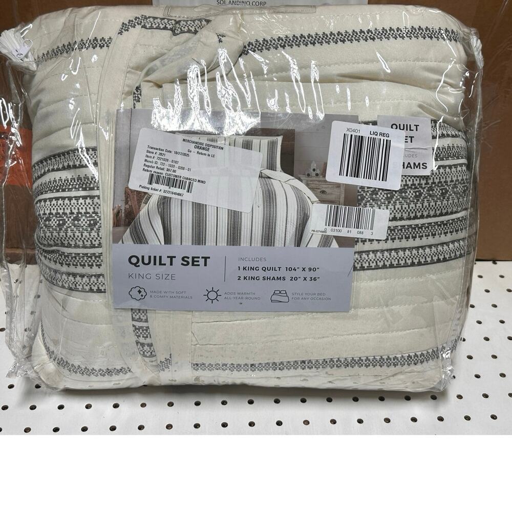Liberty Farmhouse Stripe Reversible Quilt Set King Size - Picture 4 of 5